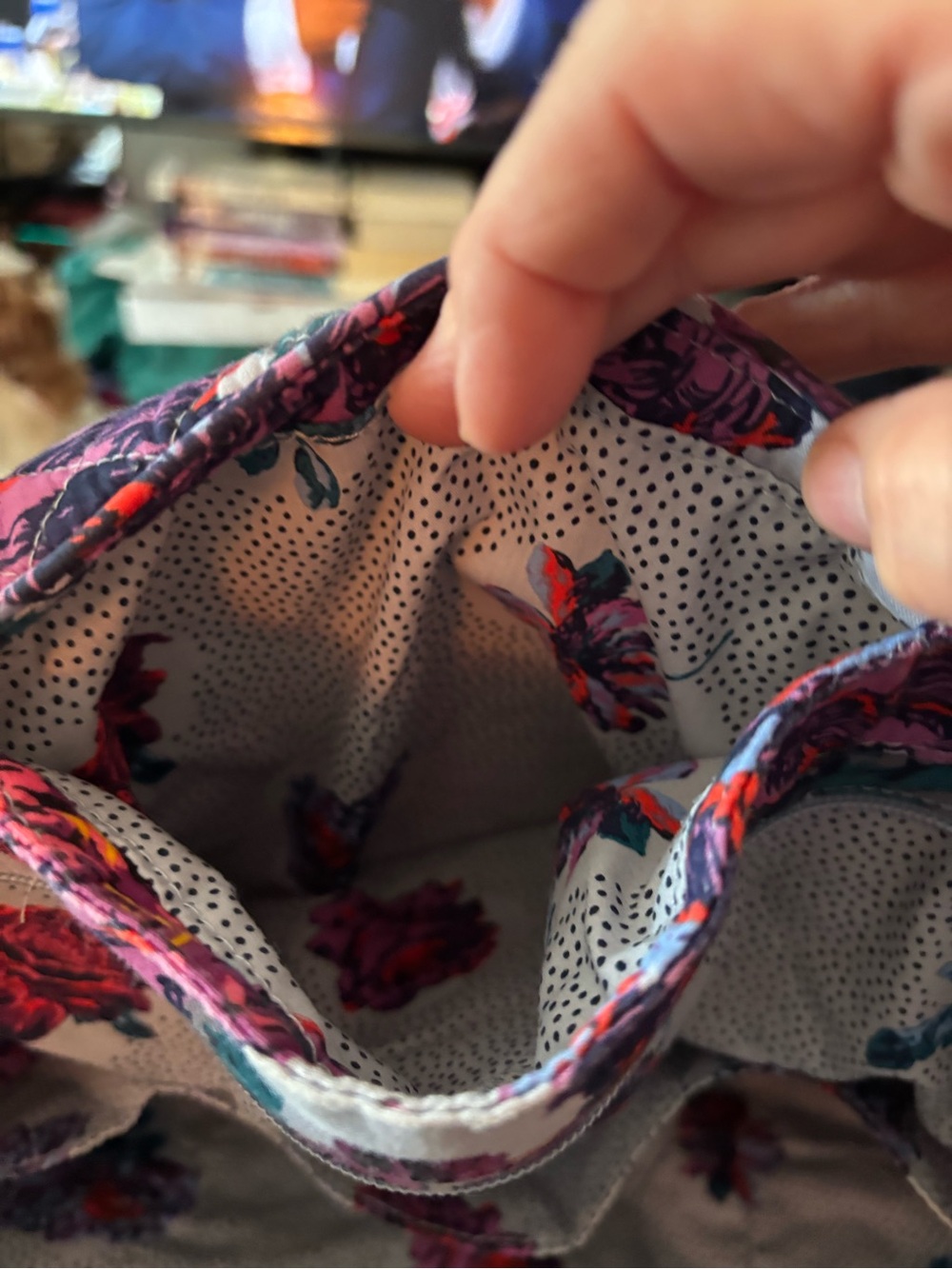 Vera Bradley Quilted Floral Tote in Plum, Pink, Teal - Picture 3 of 6